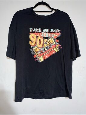 Take Me Back to the 90's Graphic Tee - Black with Yellow & Red Print
